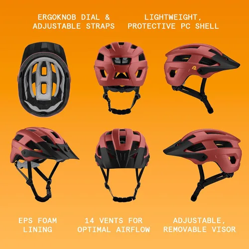 Vista 2 de Retrospec Retrospec Rowan - Casco de bicicleta de montaña para adultos, estilo MTB con visera extraíble e interior de espuma EPS para hombres