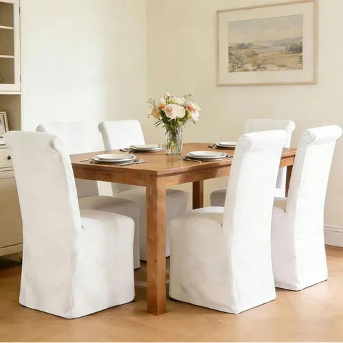 Vista 3 de Parsons - Juego de 2 sillas de comedor tapizadas con falda extraíble lavable, sillas de cocina con respaldo alto y patas de madera maciza, tela