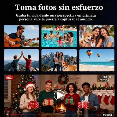 Vista 9 de Lentes inteligentes AI con cámara, lentes de cámara Bluetooth antivibración de 8 MP, grabación de video de 1080P, reducción de ruido de doble