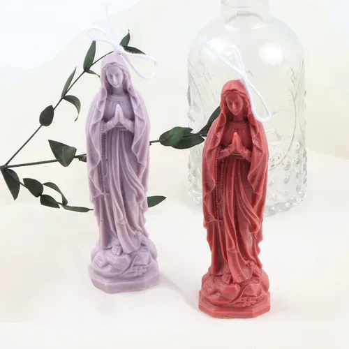 Vista 5 de Moldes de silicona 3D con forma de Virgen María, moldes de diosa para hacer velas, resina, jabón, fundición de pastel, chocolate, moldes de yeso
