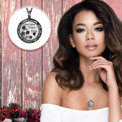 Vista 5 de Lola Bella Gifts and Spirit Lala - Collar cardenal con parte trasera Our Love Never Dies and Red Feathered Soul Poem Card Caja de regalo Duelo, Metal