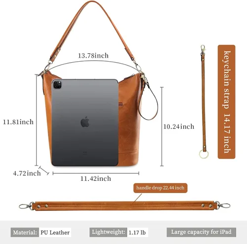 Vista 6 de FUKUYIN Bolso de mano para mujer, bolso de hombro para mujer, bolso de mano de cuero suave de poliuretano para mujer, bolso cruzado grande para mujer