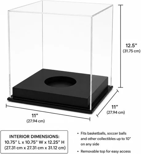 Vista 5 de Vitrina de baloncesto de acrílico transparente titular de protección UV para pelota autografiada