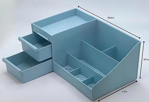 Vista 3 de Organizadores de maquillaje y cuidado de la piel azules y almacenamiento para tocador, encimera, tocador de baño, cajones, estantes, pinceles