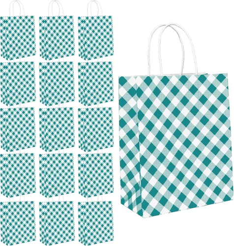 Vista 12 de ECOHOLA Bolsa de papel de 4 colores, 16 bolsas de regalo pequeñas, bolsa de regalo envuelta con asas para cumpleaños, baby showers, manualidades