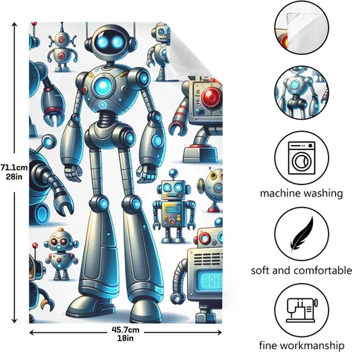 Vista 3 de GAIREG Cute Cartoon Robots Tea Towls, 28x18 Inch Decorative Kitchen Towels Farmhouse