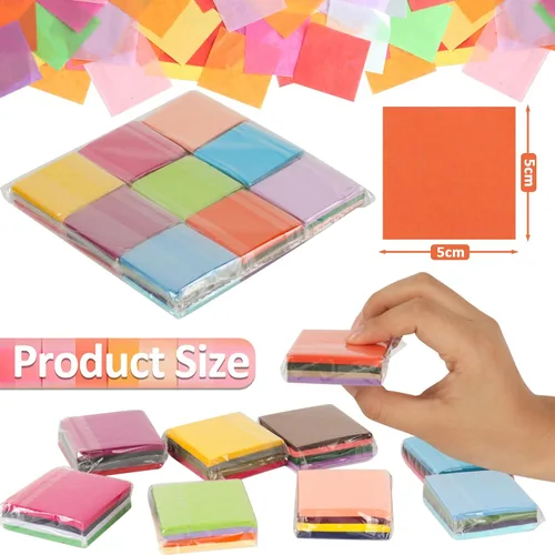 Vista 2 de Jyongmer 10800 piezas de papel de seda multicolor cuadrados, papel de seda de 2 pulgadas de colores para manualidades, papeles de seda arco iris