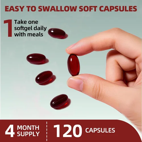 Vista 7 de Suplementos de astaxantina de 5 mg - Astaxantina Premium 120 cápsulas blandas para ojos, cerebro, piel y apoyo inmunológico, fuente de microalgas