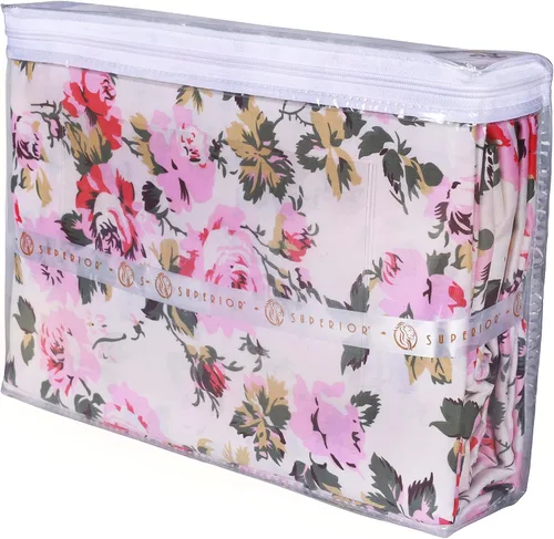 Vista 5 de Superior Juego de funda de edredón de algodón de 300 hilos con fundas de almohada, duradero y transpirable, lavable a máquina, ropa de cama floral