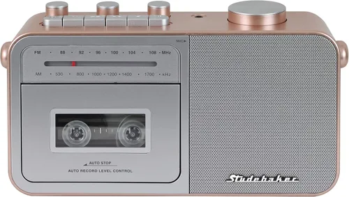 Vista 2 de Studebaker SB2130RG Reproductor de cassette portátil con radio AM/FM (oro rosa/plata)