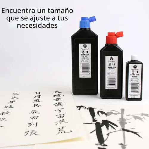 Vista 7 de Yasutomo Bokuju Tinta líquida – Tinta Sumi de 2 oz para caligrafía y obras de arte – Tinta de dibujo negra para uso con pinceles de tinta japoneses