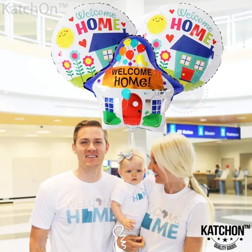 Vista 2 de KatchOn, Globos grandes de bienvenida para el hogar, paquete de 3, globos en forma de casa, decoraciones de bienvenida para el hogar, globos