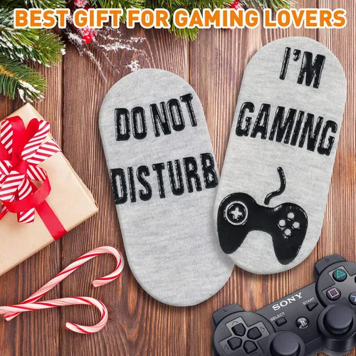 Vista 4 de Calcetines de juegos Do Not Disturb, calcetines para jugadores, regalos divertidos para adolescentes, niños, hombres, mujeres, padre, papá, banda