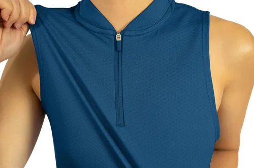 Vista 3 de Three Sixty Six Polo de golf sin mangas para mujer, sin cuello, con cremallera, de secado rápido, para mujer