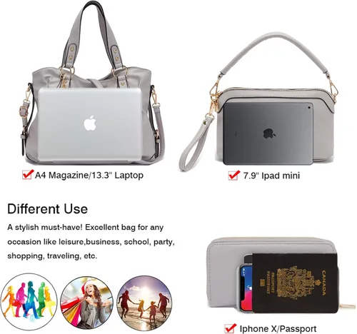 Vista 2 de Purse and Wallet set for Women Large Hobo Bags Female Fashion Tote Shoulder Bags Crossbody Wallets Satchel Purse Set