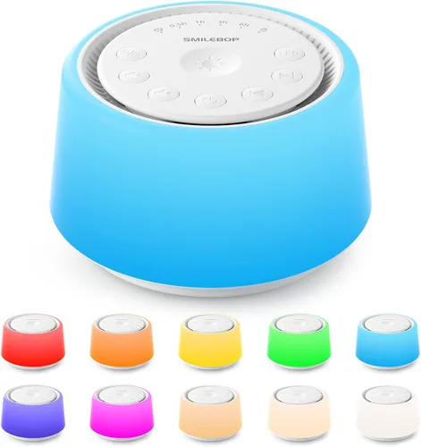 Vista 8 de Máquina de ruido blanco con luz nocturna, 30 sonidos relajantes, máquina de sonido portátil para bebés y adultos, luz nocturna de 10 colores, 5