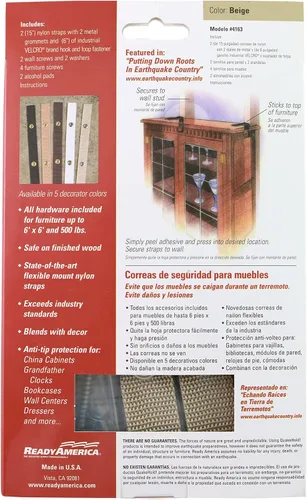 Vista 3 de Quakehold! Kit de correas para muebles, cierres para terremotos para preparación ante desastres, correas de seguridad a prueba de niños para RV