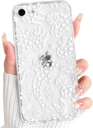 Vista 44 de NITITOP Funda para iPhone 13 Clear Sea Animal - Pez negro Pescado Negro