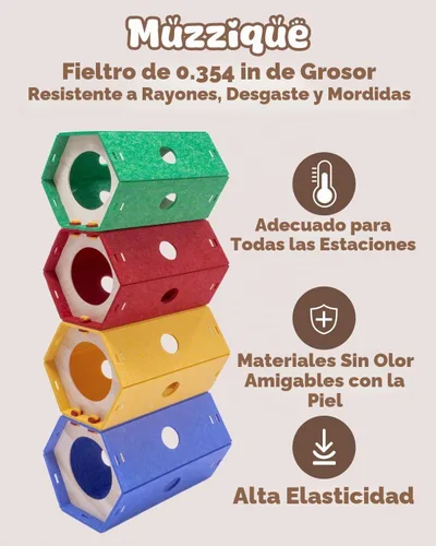 Vista 7 de Túnel engrosado del gato del fieltro, cueva modular conectable del conejo de la cama del escondite del gato