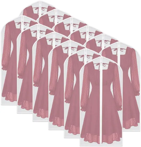 Vista 18 de Bolsas transparentes para colgar ropa de viaje (juego de 6) bolsas de traje para almacenamiento de ropa, bolsas de almacenamiento de ropa, funda