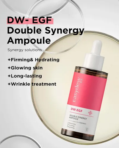 Vista 2 de EASYDEW DW-EGF Peptide Double Synergy Ampolla – Suero facial hidratante intensivo con ácido hialurónico, ceramida, bakuchiol – Piel reafirmante que