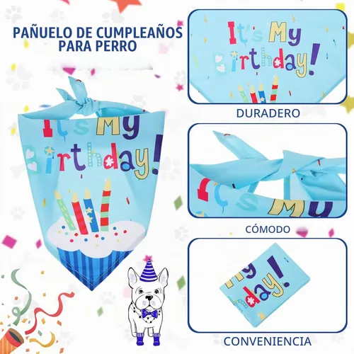 Vista 6 de Weewooday Suministros para Fiesta de Cumpleaños de Perro, Pañuelo de Cumpleaños para Niño y Niña, Bufanda Triangular, Sombrero de Fiesta, Corbata