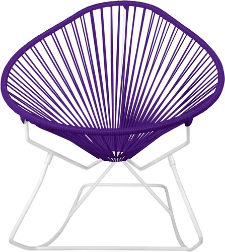 Vista 27 de Innit Designs Acapulco - Silla mecedora con estructura cromada, color turquesa, tejido naranja Verde