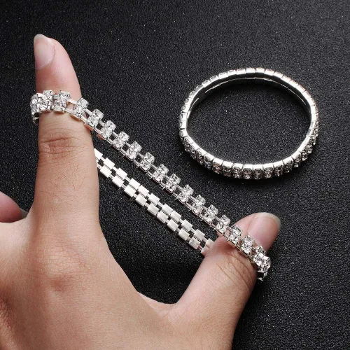 Vista 5 de Zealmer . Pulseras para mujer, brillantes, multicolor, con diamantes de imitación, apilables y elásticas