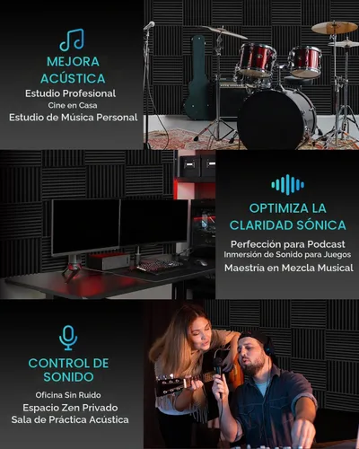 Vista 7 de Paquete de 52 paneles de espuma acústica, 1 paneles de espuma acústica de 12 x 12 pulgadas para paredes, paneles acústicos de alta densidad que