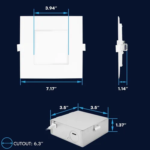 Vista 6 de LUXRITE Paquete de 12 luces empotrables LED inteligentes cuadradas de 6 pulgadas, cambio de color RGBW, control de aplicación WiFi, control de voz