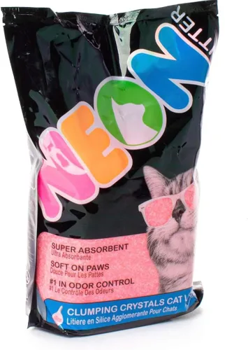 Vista 3 de NEON - Arena de gel de sílice para gatos, color rosa
