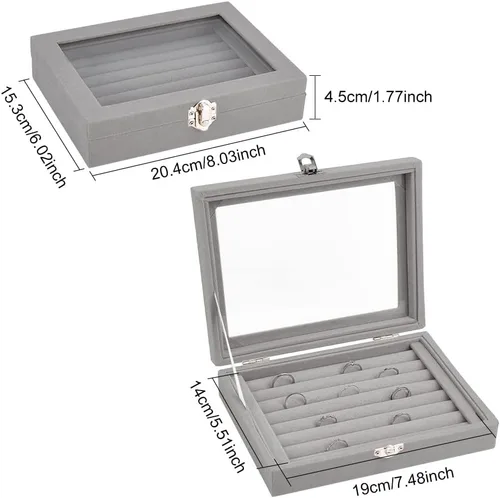 Vista 2 de OLYCRAFT Caja de exhibición de pasadores de terciopelo, colección de broches de gabinete rectangular con ventana transparente, caja de exhibición