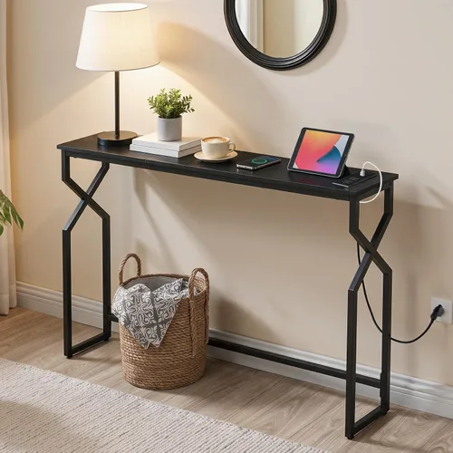 Vista 2 de MAHANCRIS - Mesa de sofá de 44.9 pulgadas, mesa consola estrecha de 9.4