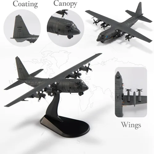 Vista 3 de AC-130H Gunship - Aviones fundidos a presión, escala 1/200, modelo de avión de metal para coleccionista, entusiasta de la aviación, coleccionable
