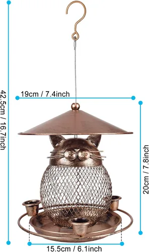 Vista 2 de LBTING Comedero para pájaros para exteriores, comedero para pájaros silvestres de metal a prueba de ardillas, decoración para colgar al aire libre