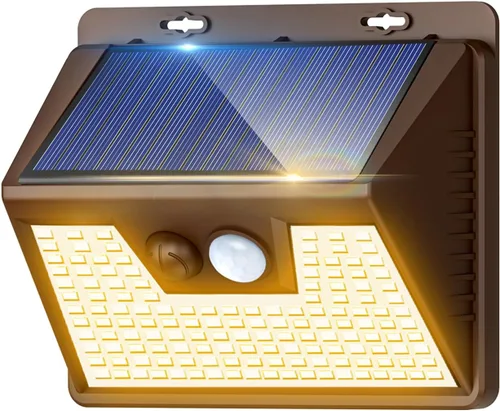 Vista 18 de Luces solares para exteriores, paquete de 1 unidad, 140 LED/3 modos de sensor de movimiento, luces para exteriores, alimentadas por energía solar