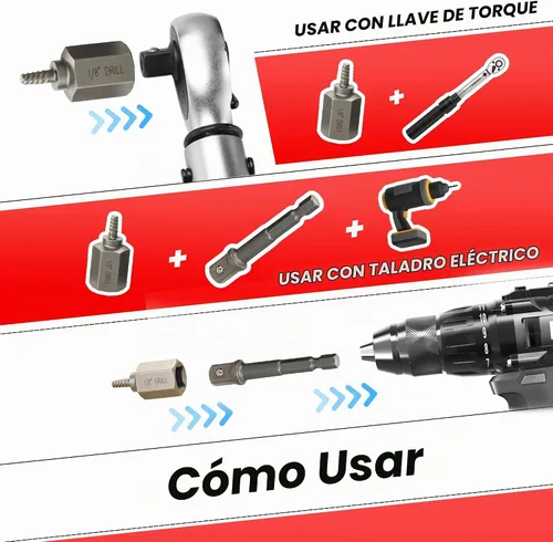 Vista 6 de Juego de extractor de tornillos de 12 piezas, cabeza hexagonal