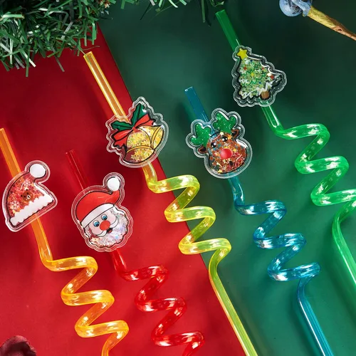 Vista 2 de 25 regalos de fiesta de Navidad con purpurina, regalos de actividades de Navidad, pajitas locas para beber, regalos para niños y adultos