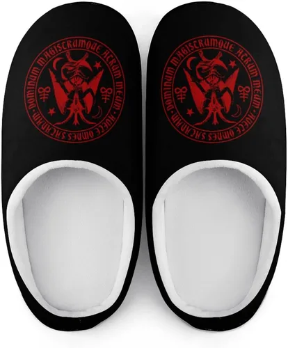 Vista 7 de Zodiac Baphomet - Pantuflas de algodón para mujer, de espuma viscoelástica, lavables, antideslizantes, para casa