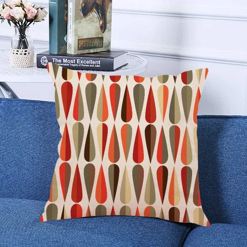 Vista 2 de Funda de almohada de estilo moderno de mediados de siglo, retro, con formas de caída en tonos, funda de cojín decorativa abstracta para el hogar