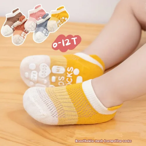Vista 6 de Calcetines de agarre para bebé, antideslizantes, de malla fina, con ojales, unisex, para niña, niño, no visibles, calcetines de tobillo