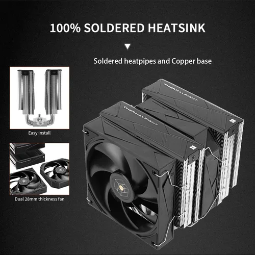 Vista 4 de Thermalright Royal Pretor 130 - Enfriador de CPU, 6 tubos de calor, disipador de calor de CPU, ventilador TL-H12-X28 y TL-HD13-X28, compatible