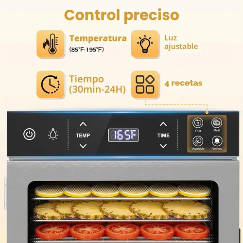 Vista 3 de Suteck Deshidratador de alimentos de 12 bandejas, acero inoxidable, 4 2-Plateado