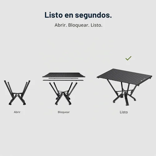 Vista 5 de MTRVR Mesa de camping plegable: diseño estable de aluminio enrollable, estructura de soporte sólida, mesa portátil al aire libre para acampar