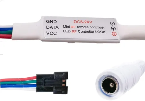Vista 2 de Controlador LED DC5-24V 4Pin Mini 17Key RF Efecto remoto inalámbrico para WS2813 WS2815 luces de tira direccionables individualmente
