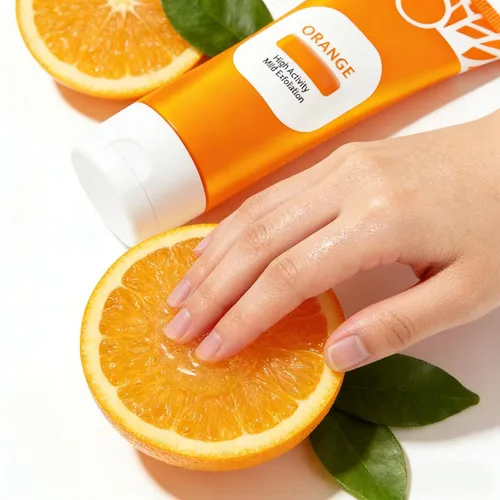 Vista 2 de Gel exfoliante naranja para rostro y cuerpo, gel limpiador exfoliante hidratante para la piel, todo