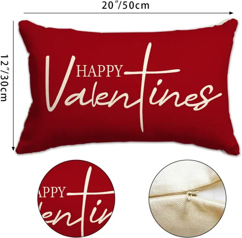 Vista 3 de Fundas de almohada para el día de San Valentín de 12 x 20 pulgadas, diseño de corazón rosa, decoración para sofá, decoración del hogar