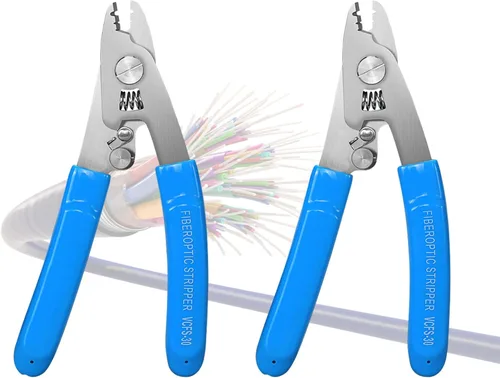 Vista 10 de 1 pelacables de fibra óptica de acero inoxidable CFS-3 de 3 orificios de fibra óptica de 3 puertos con mango de 6 pulgadas, azul