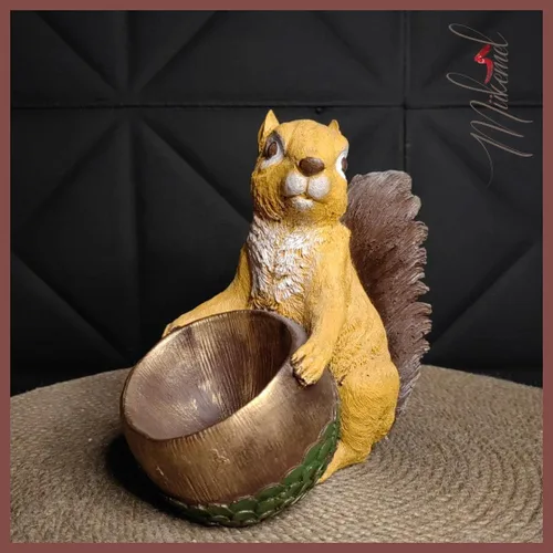 Vista 5 de Ardilla ardilla (9.0 pulgadas, canasta decorativa, regalo vivo, estatua de animales, escultura de figuras, arte hecho a mano) Mukemel Designs