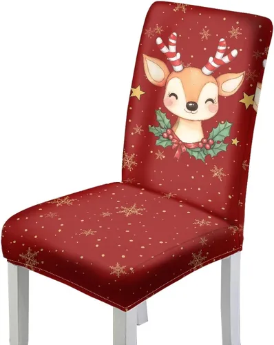 Vista 15 de HUGS IDEA Christmas Seat Covers for Dining Room Chairs Set of 6 Music Notes Stretch Chair Slipcovers Protector Removable and Washable Kitchen Dining